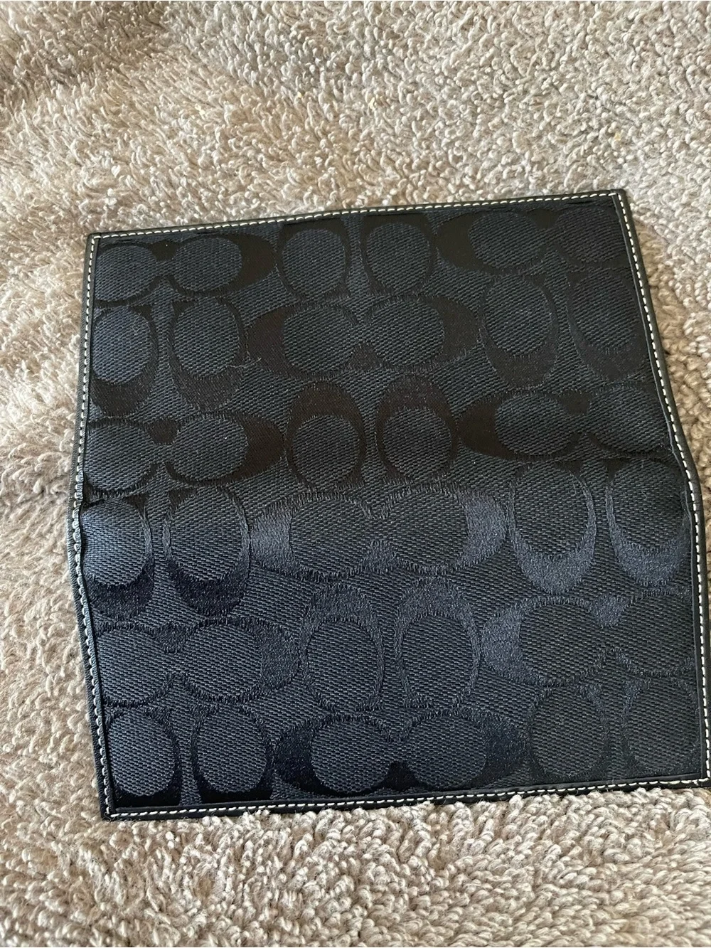 Coach Black Leather Card & Key Holder with Logo Tab